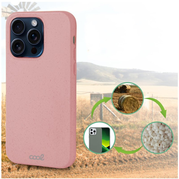 Carcaça COOL para iPhone 15 Pro Eco Biodegradável Rosa M 6