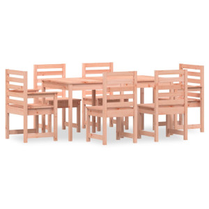 7 pcs conj. jantar p/ jardim madeira de douglas maciça H