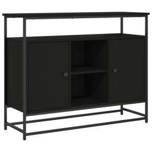 Aparador de madera de ingeniería negro 100x35x80 cm H