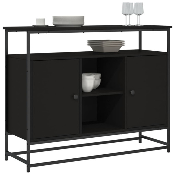Aparador de madera de ingeniería negro 100x35x80 cm M 3