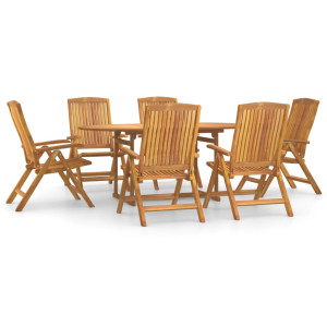 Conjunto de jantar para jardim 7 pcs madeira de teca maciça H