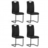 Cadeiras de jantar cantilever 4 pcs couro artificial preto 1