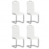 Sillas voladizas de comedor 4 unidades cuero sintético blanco 1