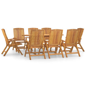 9 pcs conjunto de jantar para jardim madeira de teca maciça H