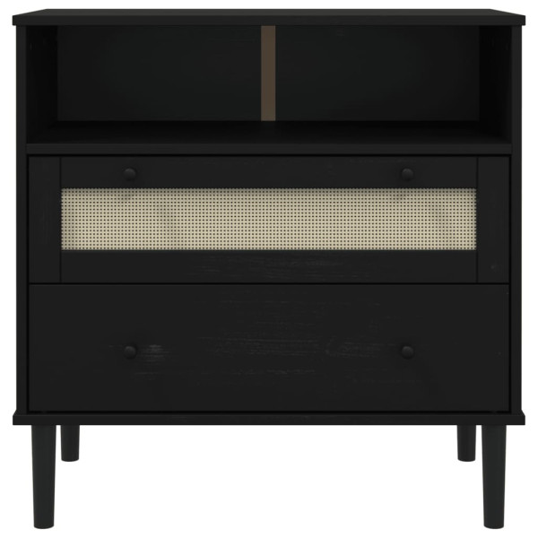 Aparador SENJA aspecto de ratán madera pino negro 80x40x80 cm M 5