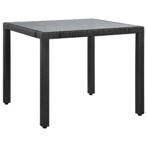 5 pcs conjunto de jantar para jardim vime PE preto H