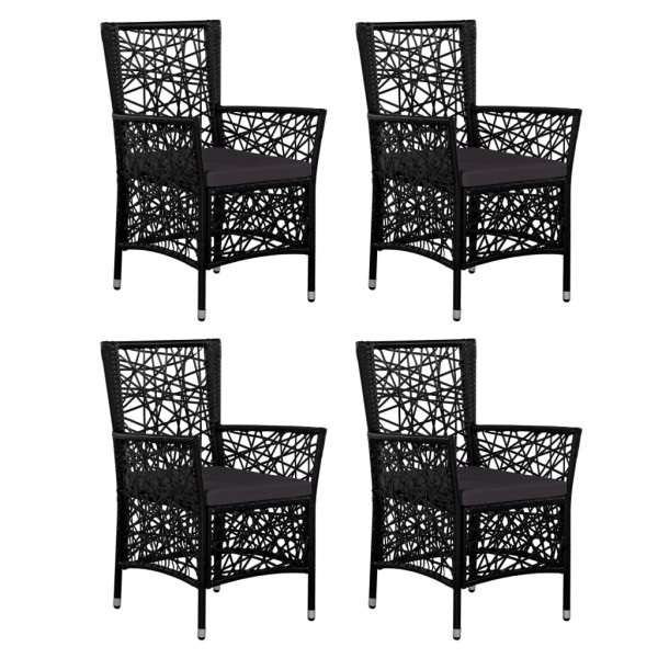 5 pcs conjunto de jantar para jardim vime PE preto M 3