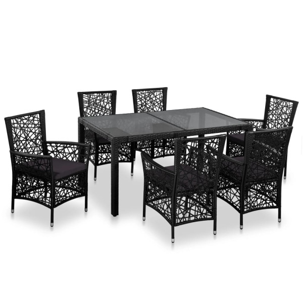 Conjunto de comedor de exterior 7 piezas ratán sintético negro D
