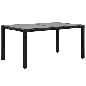 7 pcs conjunto de jantar para exterior vime PE preto H