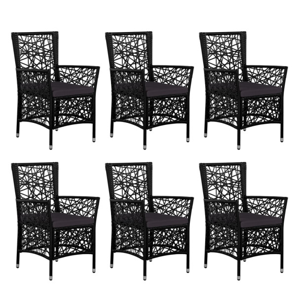 7 pcs conjunto de jantar para exterior vime PE preto M 3