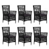 7 pcs conjunto de jantar para exterior vime PE preto 3