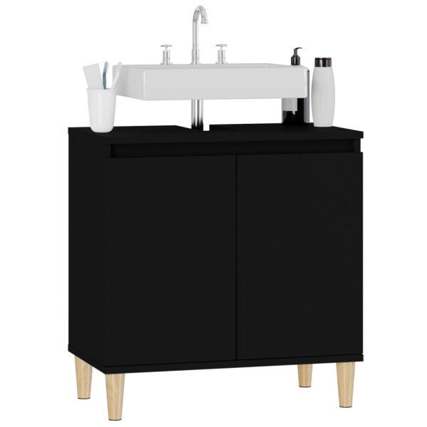 Armario para lavabo madera contrachapada negro 58x33x60 cm M 4