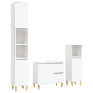 Set de muebles de baño 3 piezas madera contrachapada blanco H