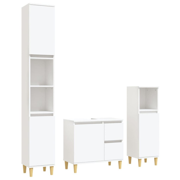 Set de muebles de baño 3 piezas madera contrachapada blanco M 2