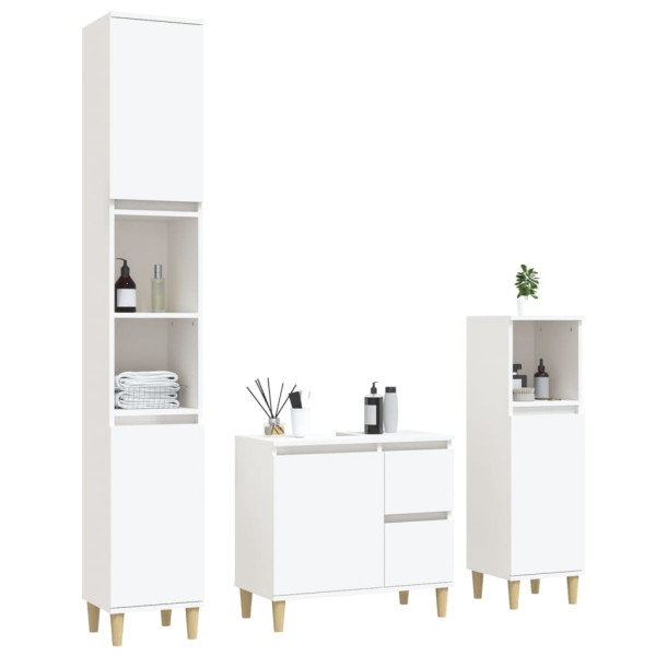 Set de muebles de baño 3 piezas madera contrachapada blanco M 3