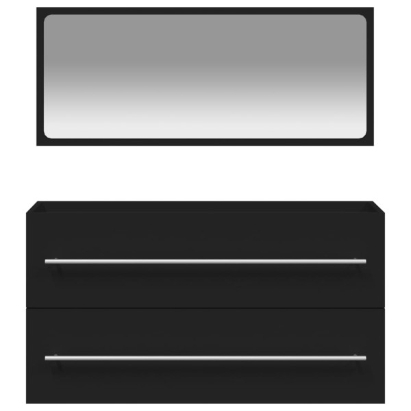 Armário de casa de banho com espelho derivados de madeira preto M 5