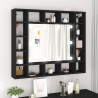 Mueble con espejo y luces LED negro 91x15x76.5 cm 1