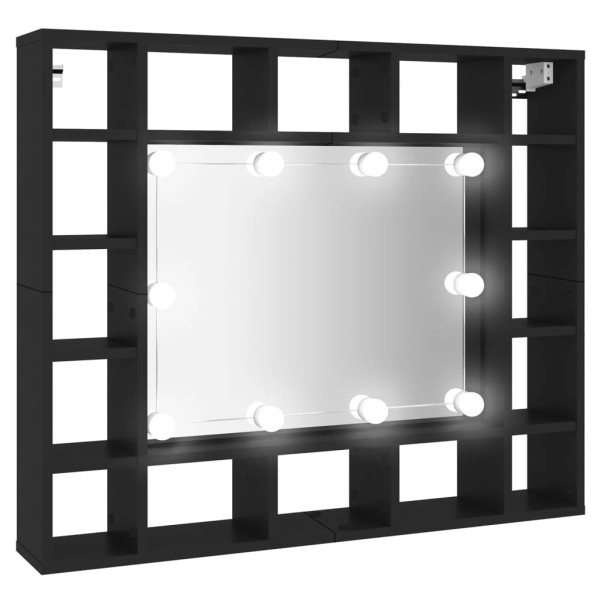 Mueble con espejo y luces LED negro 91x15x76.5 cm M 2