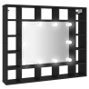Mueble con espejo y luces LED negro 91x15x76.5 cm 2