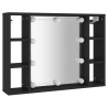 Armário espelhado com luzes LED 76x15x55 cm preto 3