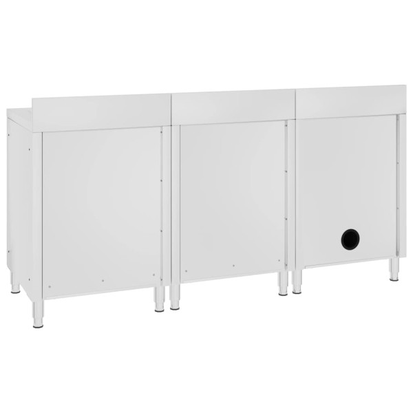 Fregadero de cocina profesional acero inoxidable 180x60x96 cm M 5