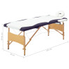 Mesa de massagens dobrável 2 zonas madeira branco e roxo 5