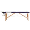Mesa de massagens dobrável 2 zonas madeira branco e roxo 4