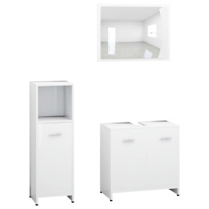 Conjunto de muebles de baño 3 pzas madera contrachapada blanco H