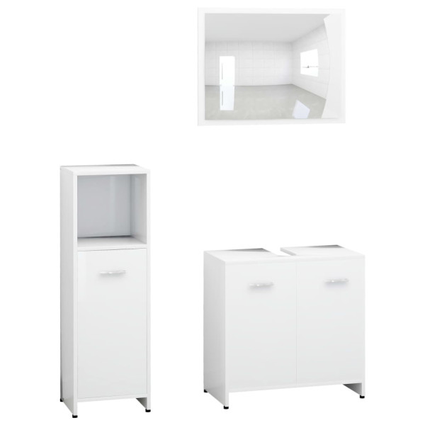 Conjunto de muebles de baño 3 pzas madera contrachapada blanco M 2