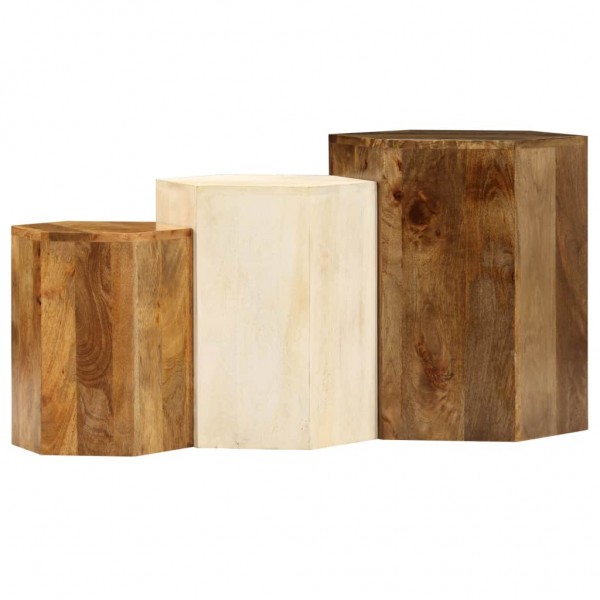 Conjunto de mesas de centro 3 pcs madeira de mangueira maciça M 3