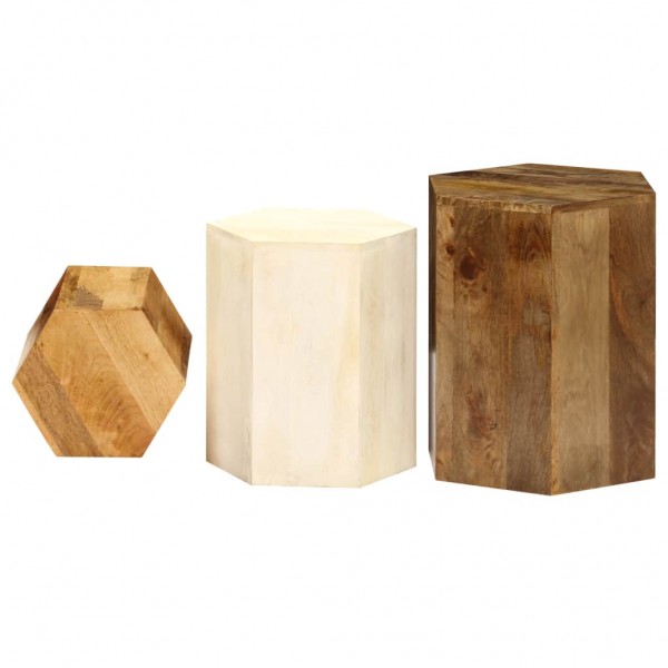 Conjunto de mesas de centro 3 pcs madeira de mangueira maciça M 4