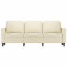 Sofá de 3 plazas de cuero sintético color crema 180 cm 3