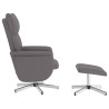 Sillón reclinable con reposapiés cuero sintético gris 4