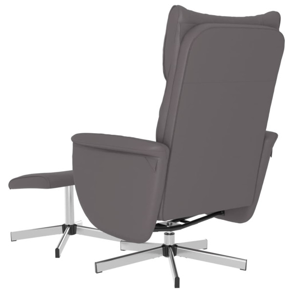 Sillón reclinable con reposapiés cuero sintético gris M 5