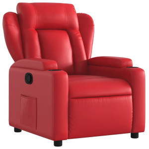 Sillón reclinable de cuero sintético rojo H