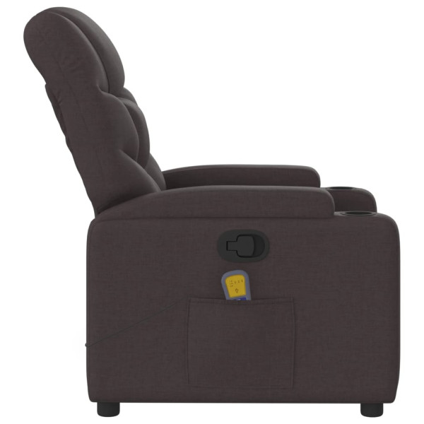 Sillón de masaje reclinable de tela marrón oscuro M 5