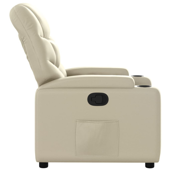 Sillón reclinable de cuero sintético crema M 4