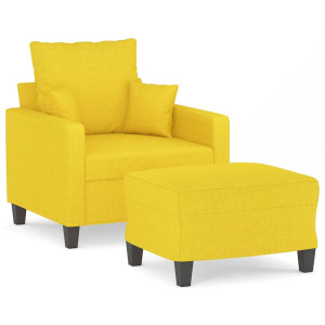 Poltrona com banco tecido amarelo claro 60 cm H