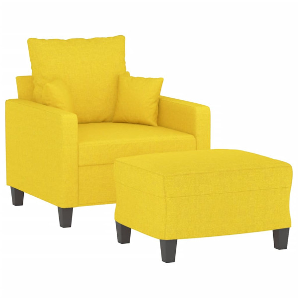 Sillón con taburete tela amarillo claro 60 cm M 3