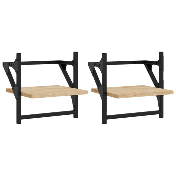 Estantes de pared con barras 2 uds roble Sonoma 30x25x30 cm M 2