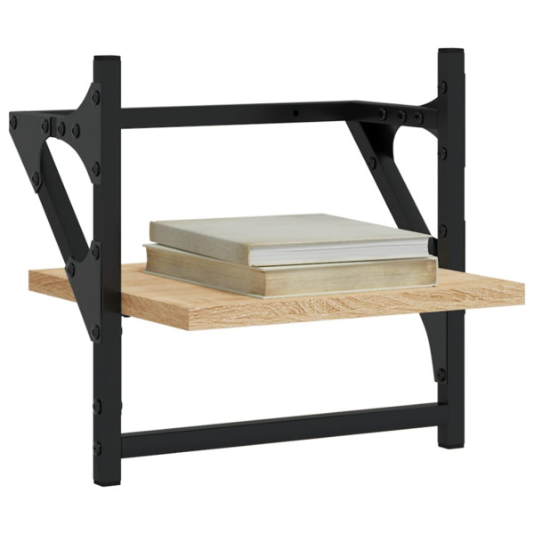 Estantes de pared con barras 2 uds roble Sonoma 30x25x30 cm M 3