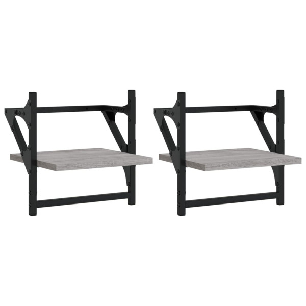 Estantes de pared con barras 2 uds gris Sonoma 30x25x30 cm M 2