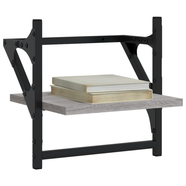 Prateleiras de parede c/ barras 2 pcs 30x25x30 cm cinza sonoma M 3