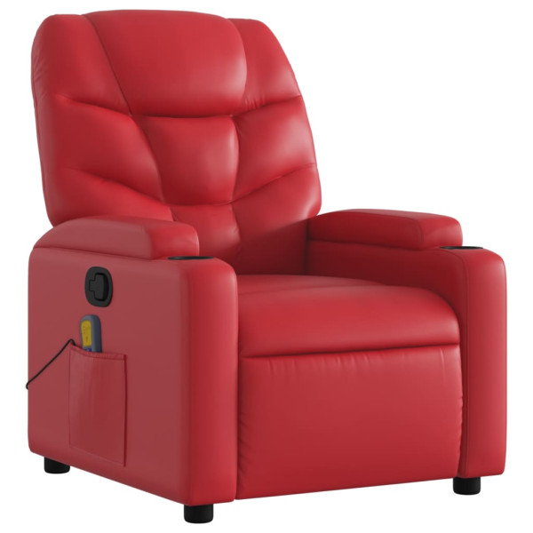 Poltrona de massagens reclinável couro artificial vermelho M 3
