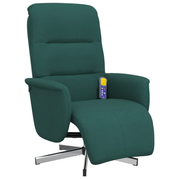 Sillón reclinable de masaje con reposapiés tela verde oscuro M 2