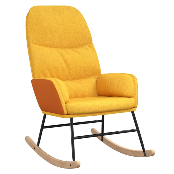 Silla mecedora de tela amarillo mostaza M 2
