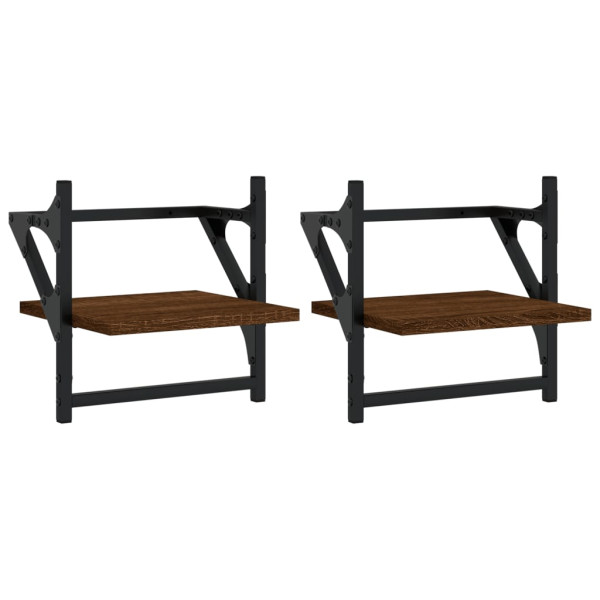 Prateleiras parede c/ barras 2 pcs 30x25x30cm carvalho castanho M 2