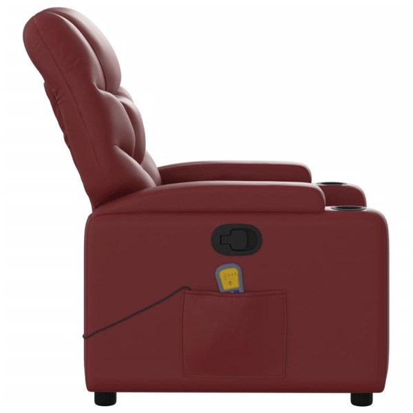 Poltrona massagens reclinável couro artificial vermelho tinto M 5