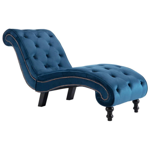 Chaise longue em veludo azul M 2