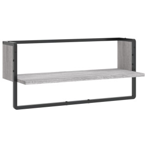 Estante de pared con barra gris Sonoma 65x25x30 cm H